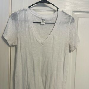 Pink brand white v neck size medium